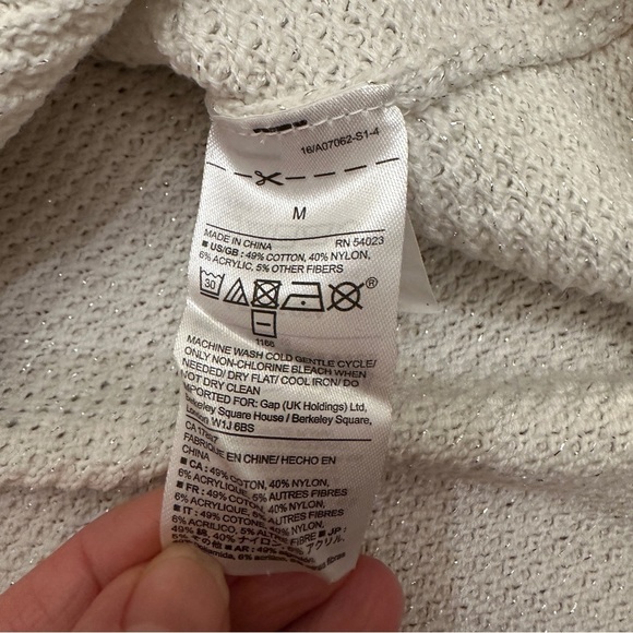 Gap White V Neck Sweater cotton blend with shimmer Women M - Picture 7 of 7